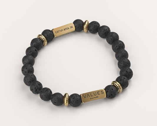 "Apis" 8mm Bracelet - Black/Gold