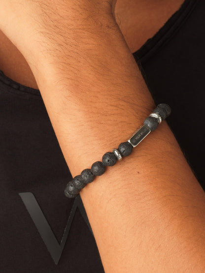 "Apis" 8mm Bracelet - Black/Silver