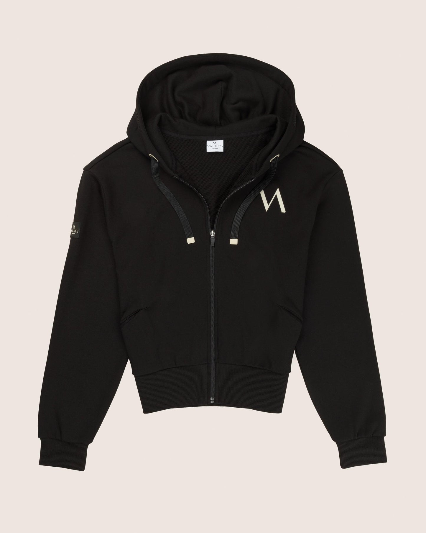 "Apis" Women Zipped Hoodie - Black/Sand