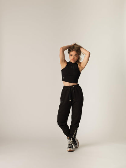 "Pongo" Crop Top - Black/Black