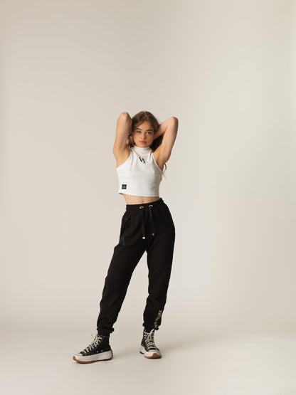 "Pongo" Crop Top - White/Black