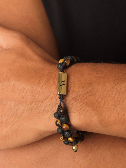 "Serpens" Braider Bracelet - Black/Tiger eye