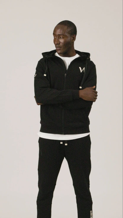 "Apis" Men Zipped Hoodie - Black/Sand